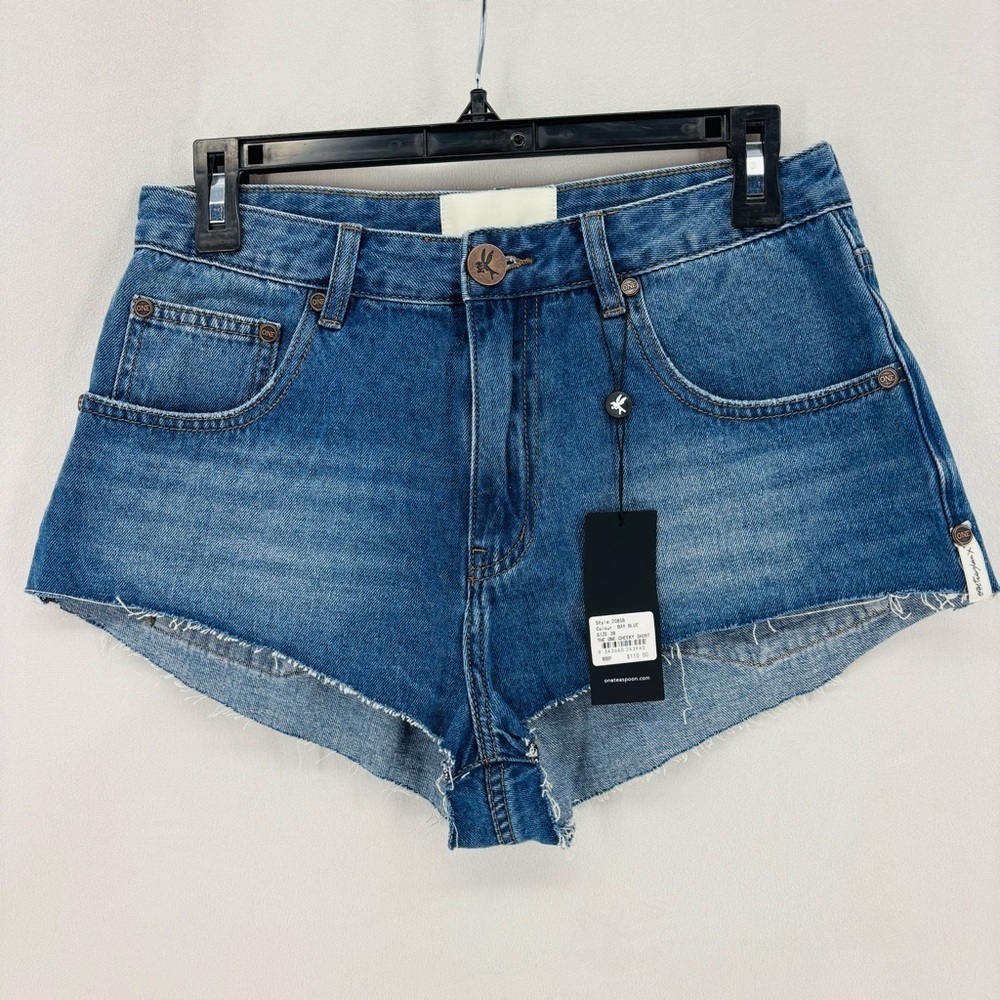 NWT One Teaspoon Denim Blue Jean Women's 28 Shorts High Rise Cutoff Daisy Dukes